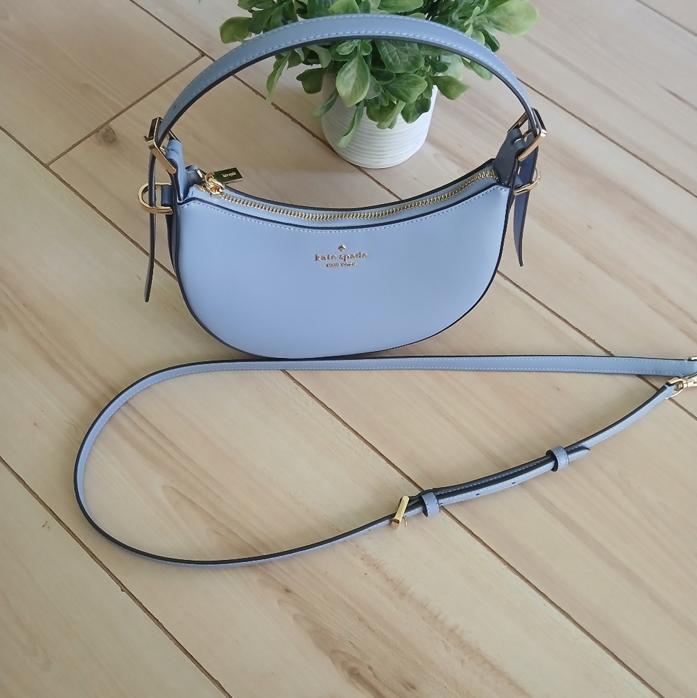 Kate Spade Madison Saffiano Leather Blue Crescent Shoulder/Crossbody Bag NWOT - Picture 7 of 12